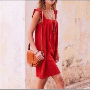 SÈZANE orange Robe Assia eyelet shift dress 36